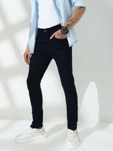Navy Blue Raw Wash Skinny Fit Jeans