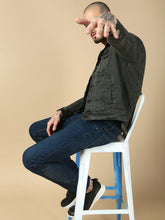 Olive Green Over Dyeing Slim Fit Jacket