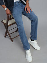 Ice Blue Regular Straight Fit Stretchable Jeans