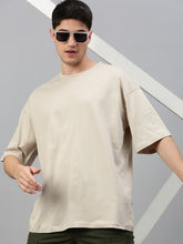 Light Khakhi Round Neck Half Sleeve Oversize t-shirt