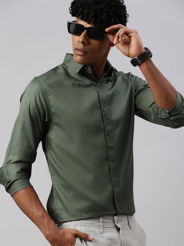 Green Full Sleeve Shartin Shirt Without Pocket