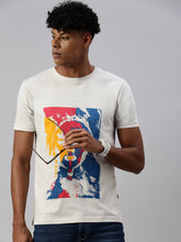 lvory Printed Round Neck Half Sleeve T-shirt