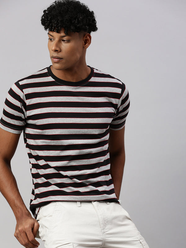 Stripe Half Slim Fit T-Shirt