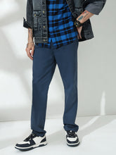 Navy Blue Straight Fit Cotton Pant