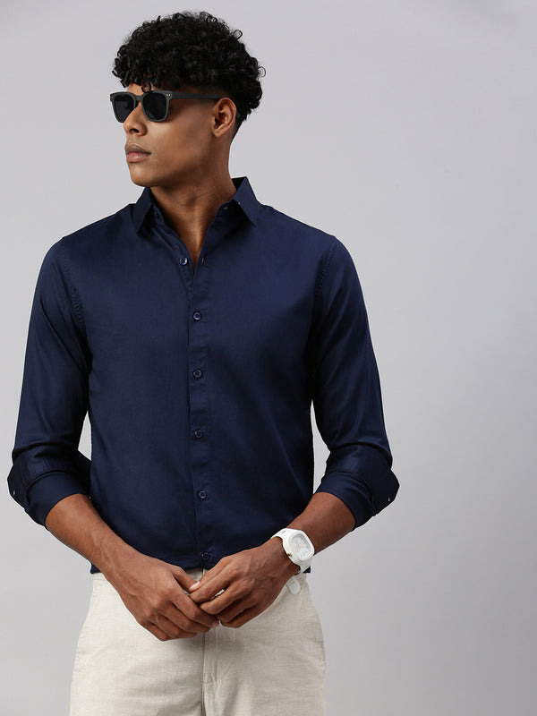 Navy Blue Full Sleeve Shartin Shirt Without Pocket