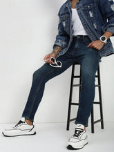 Vintage Blue Poly Stretch Trapped Fit Jeans