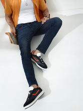Blue Poly Stretch Trapped Fit Jeans