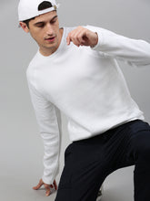 White Cross Sholder Round Neck Full Sleeve t-shirt