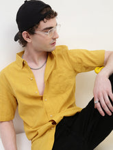 Yellow Half Sleeve Relsx Fit Shirt With Pocket
