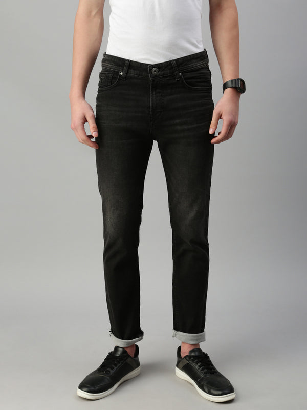 Black Gray Vintage Slim Fit Stretchable Jeans