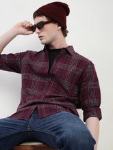 Oxford Checks Full Sleeve Slim Fit Shirt Without Pocket