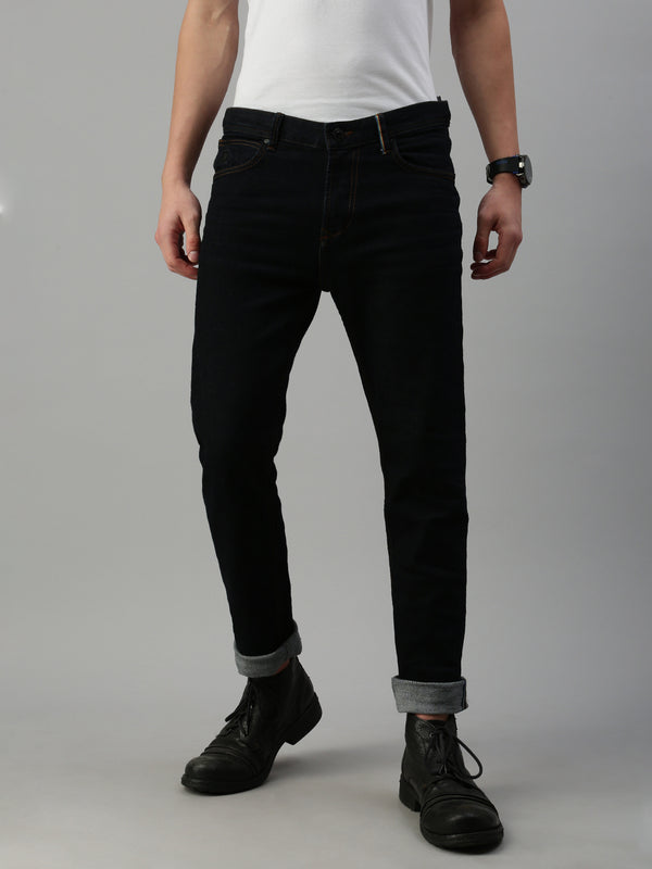 Raw Dark Blue Slim Straight Fit Stretchable Jeans