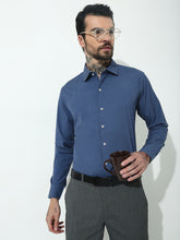 Smoky Blue Full Sleeve Slim Fit Shirt Without Pocket