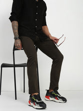 Olive Slim Fit Satin Cotton Pants