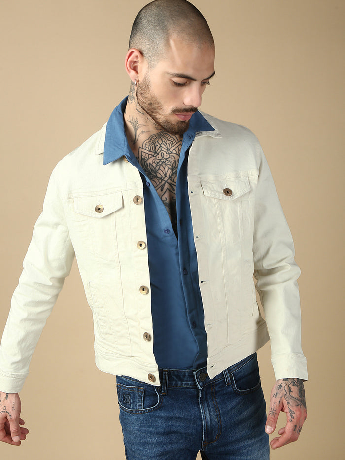 Beige Over Dyeing Slim Fit Jacket