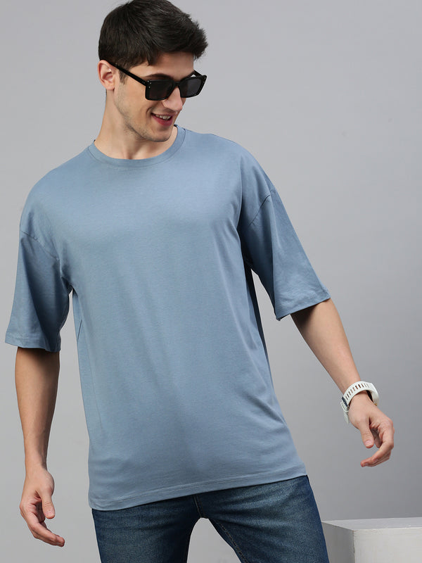 Cadet Blue Round Neck Half Sleeve Oversize t-shirt