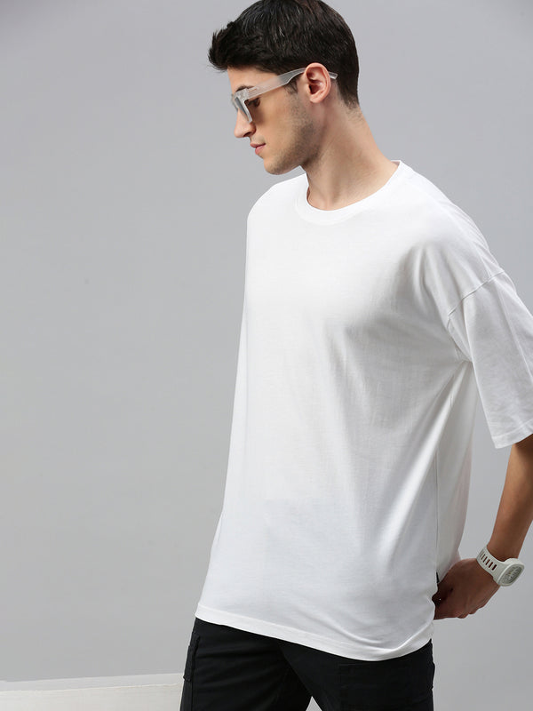 White Round Neck Half Sleeve Oversize t-shirt