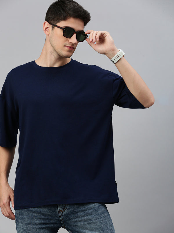 Navy Blue Round Neck Half Sleeve Oversize t-shirt
