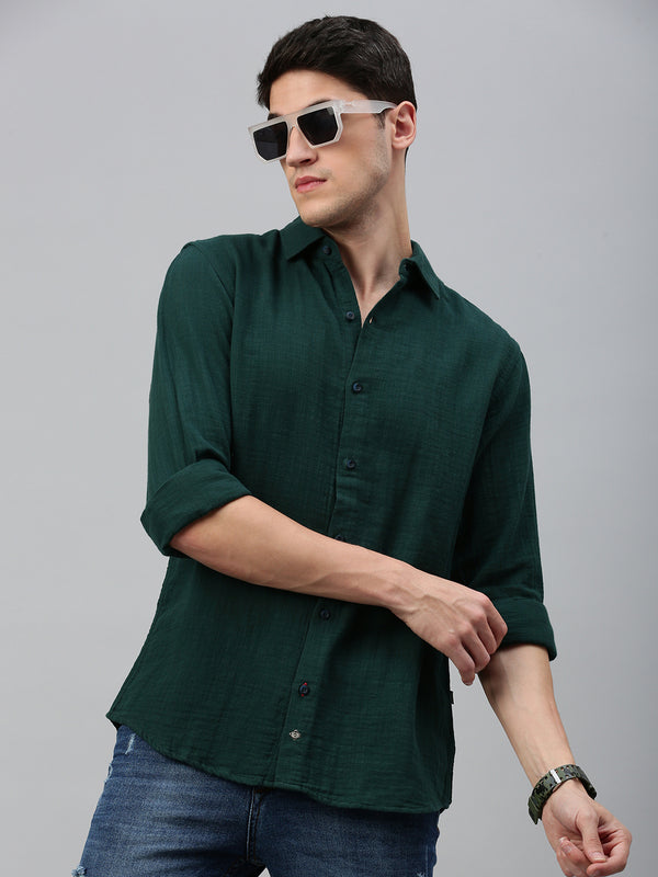 Vintage Green Double Cloth Shirt Without Pocket