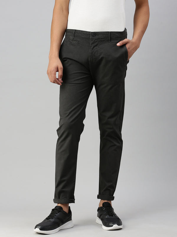 Black Dark Slim-Fit Cross Pocket Men’s Cotton Pants