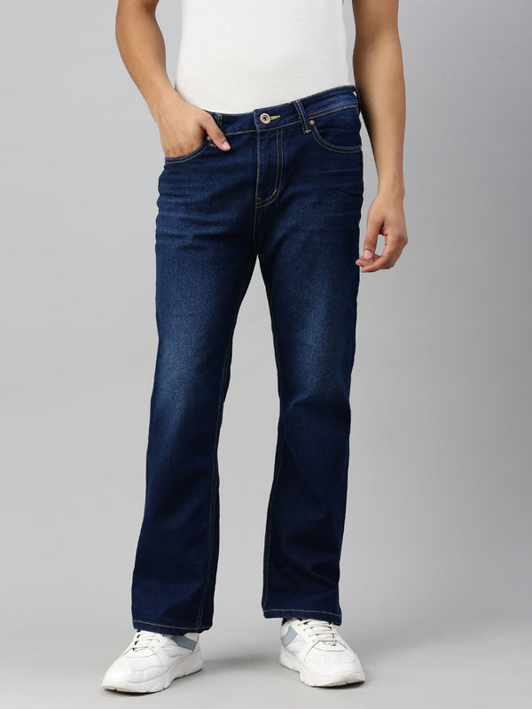 Vintage Indigo Blue Straight Fit Stretchable Jeans