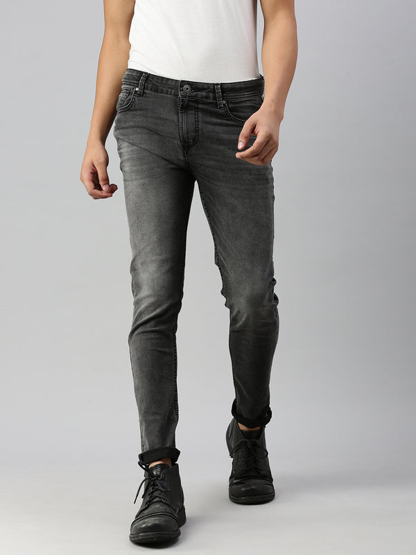 Black Gray Vintage Skinny Fit Stretchable Jeans