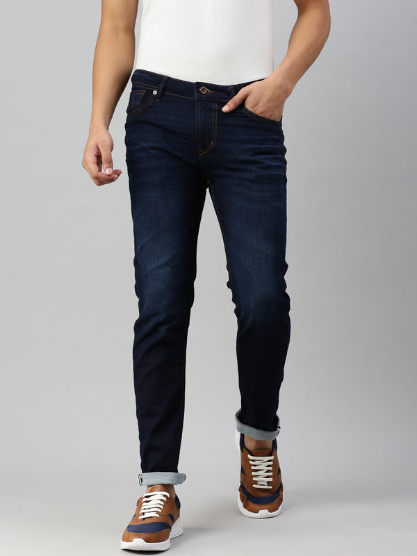 Blue Dark Vintage Slim Fit Stretchable Jeans