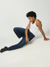 Dark Blue Ripped Straight Stretchable Jeans