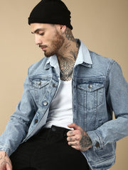 Light Blue Slim Fit Denim Jacket