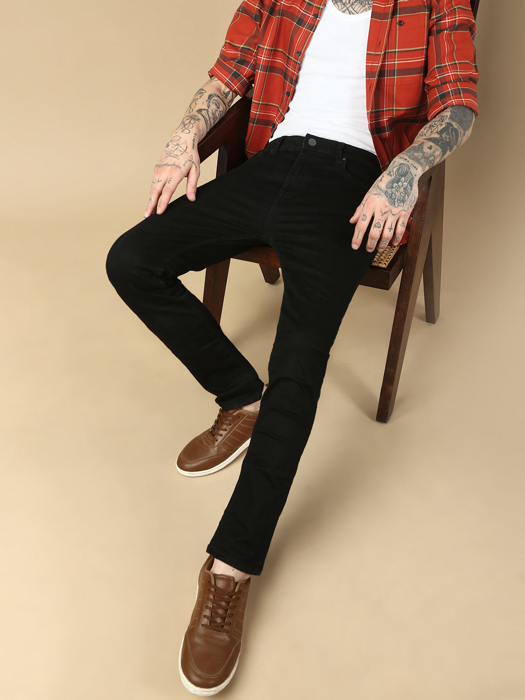 Raw Black Skinny Fit Stretchable Jeans