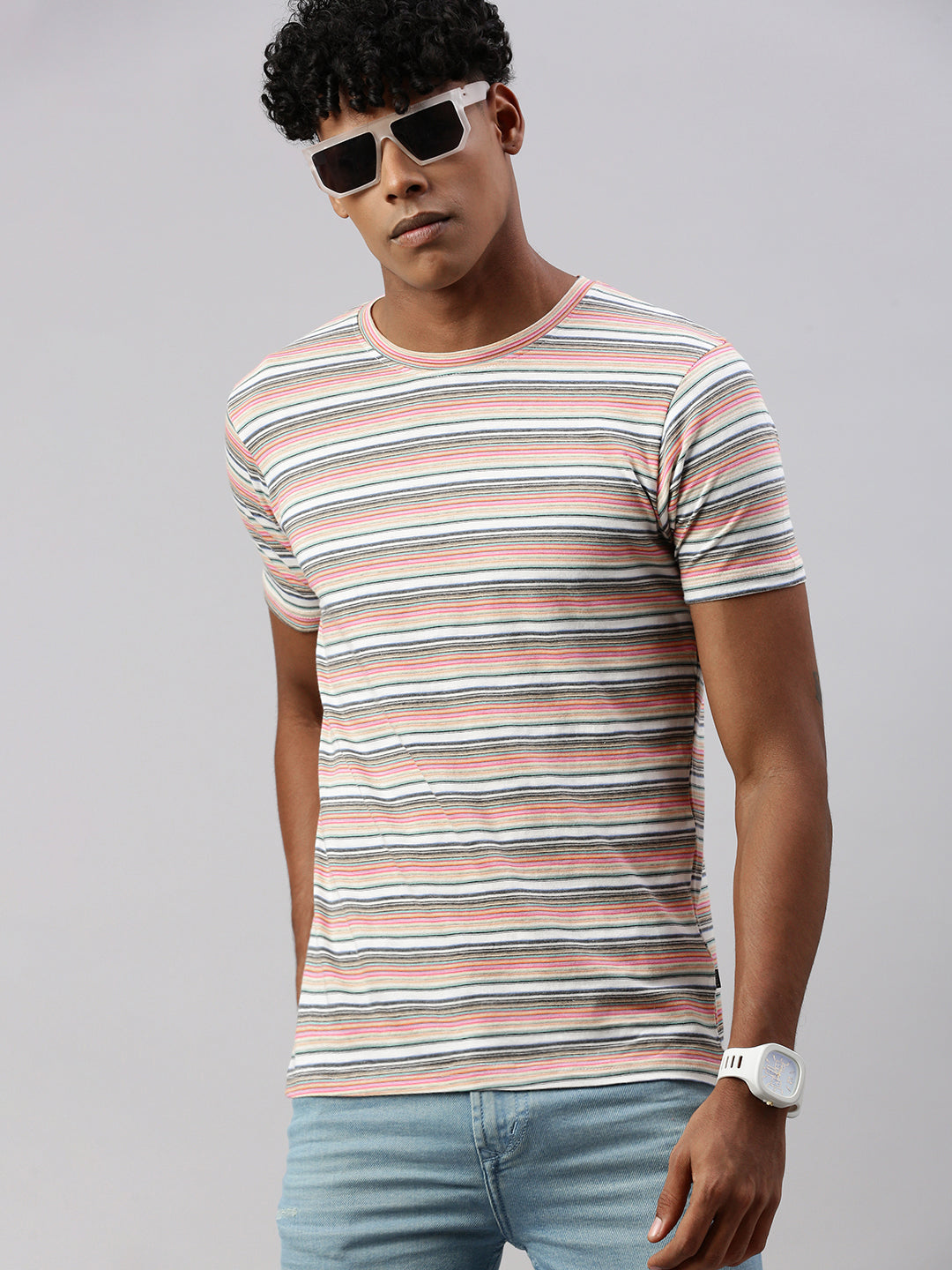 Stripe Half Slim Fit T-Shirt
