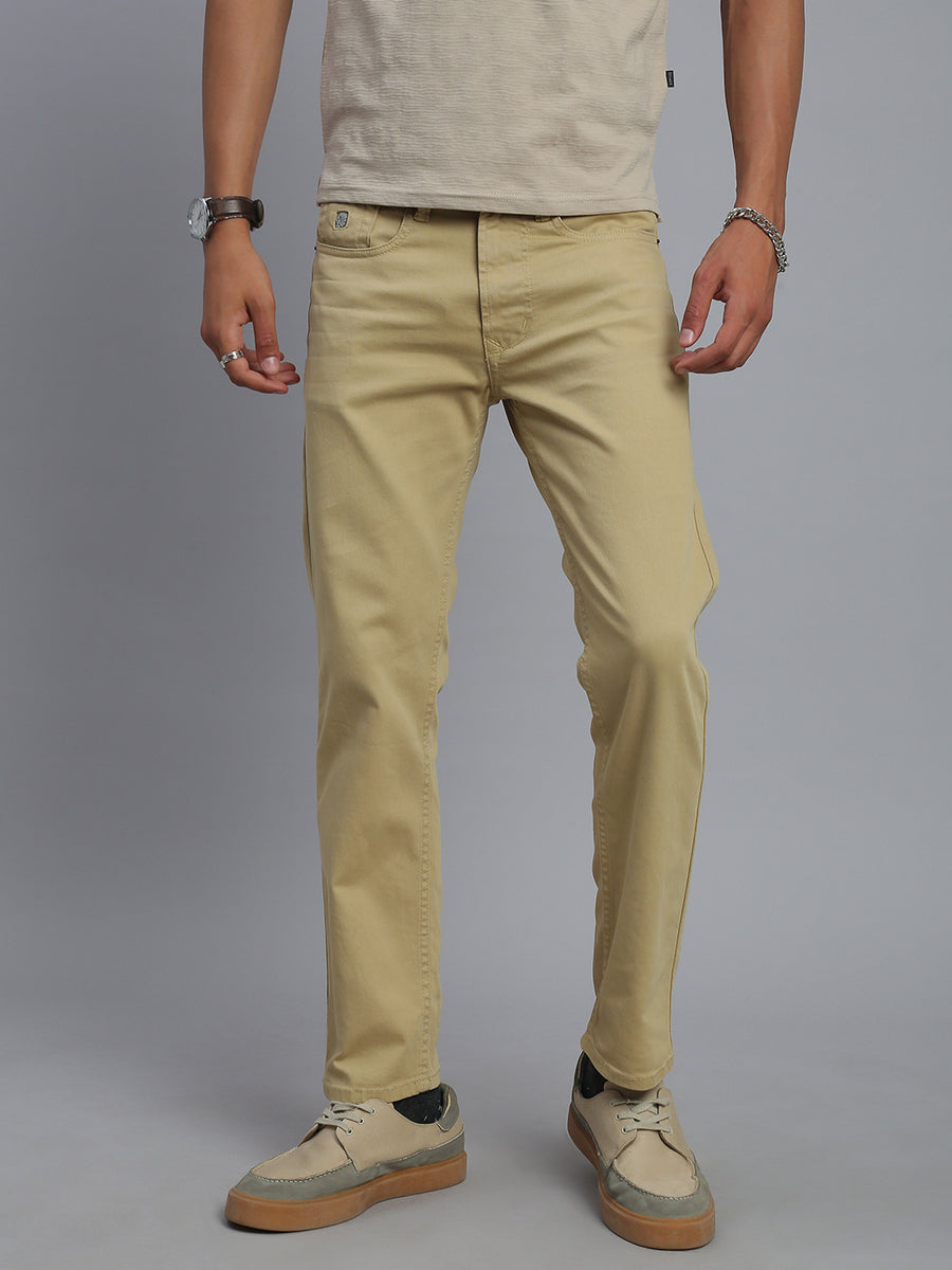 Soft Khakhi Comfort Slim Fit Stretchable Jeans