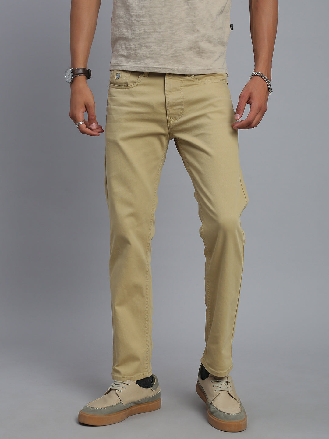 Soft Khakhi Comfort Slim Fit Stretchable Jeans