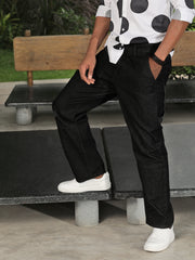 Raw Black Straight Fit Cotton Cross Pocket Jeans