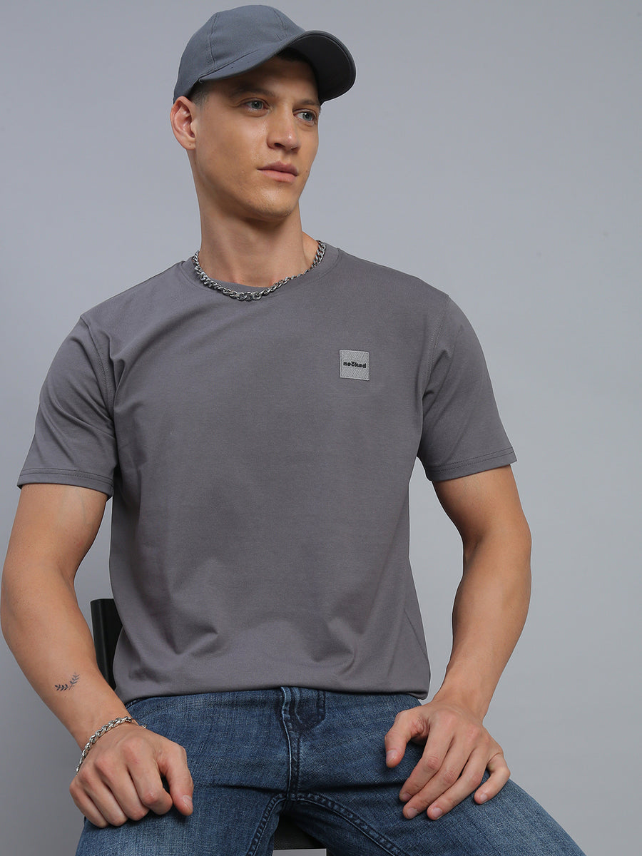 Smoke Grey Polo Cotton T-Shirt