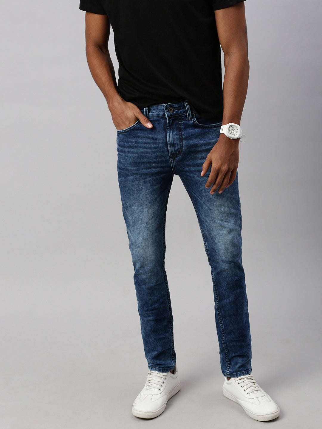 Blue Vintage Slim Fit Stretchable Jeans
