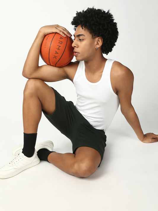 Bottle Green Relax Fit Shorts 1080