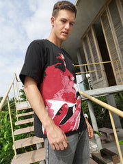 Printed Round Neck Oversize Half Sleeve T-Shirt
