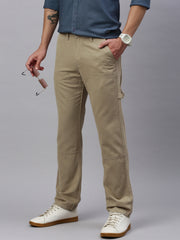 Light Khaki Straight Fit Cross Pocket Men’s Cotton Pants