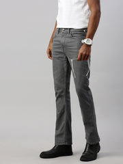Gray Raw Wash Bootcut Jeans