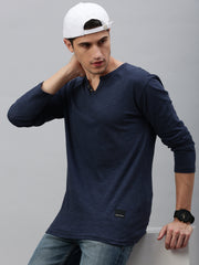 Air Force Blue Henley Neck Full Sleeve t-shirt