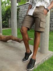 Khaki Slim Fit Cargo Shorts