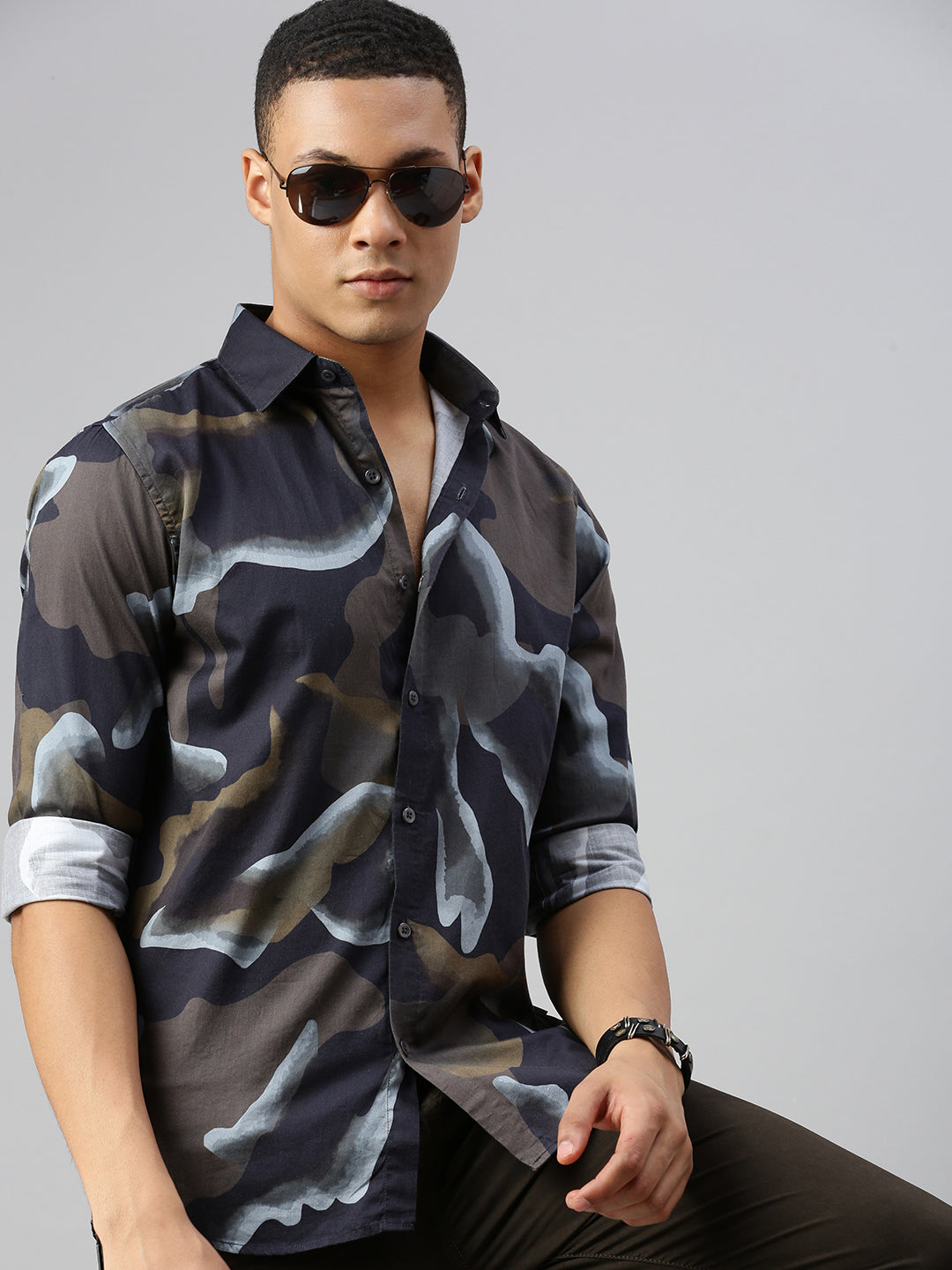 Satin Print Shirt Without Pocket