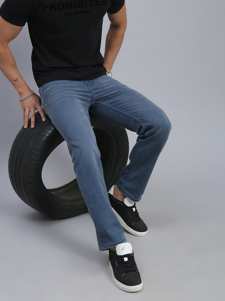 Blue Vintage Regular Straight Fit Stretchable Jeans