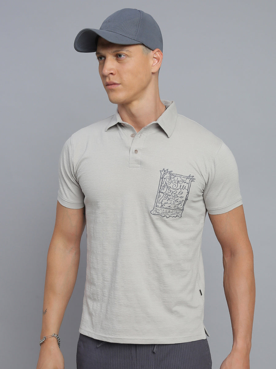 Grey Polo Cotton T-Shirt