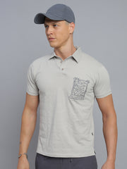 Grey Polo Cotton T-Shirt