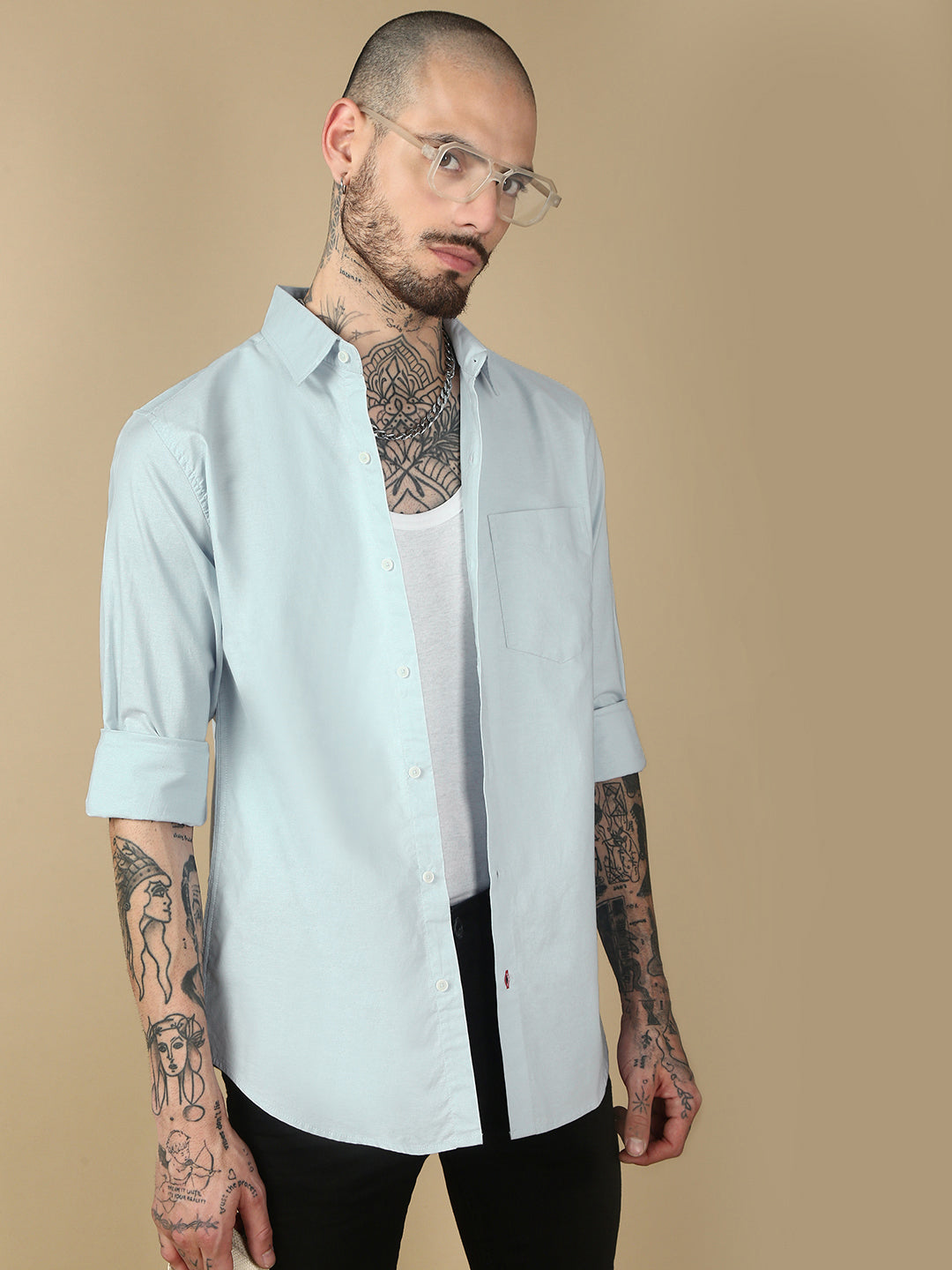 White Full Sleeve Slim Shirt With Pocket