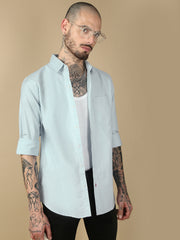 White Full Sleeve Slim Shirt With Pocket