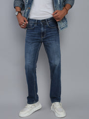 Mild Blue Regular Straight Fit Stretchable Jeans
