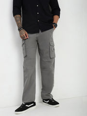 Grey 7 Pocket Regular Fit Cargo Paint